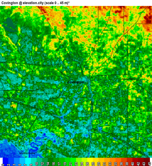 Zoom OUT 2x Covington, United States elevation map