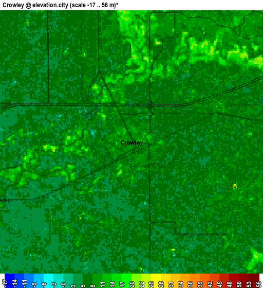 Zoom OUT 2x Crowley, United States elevation map