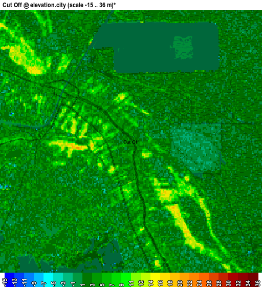 Zoom OUT 2x Cut Off, United States elevation map