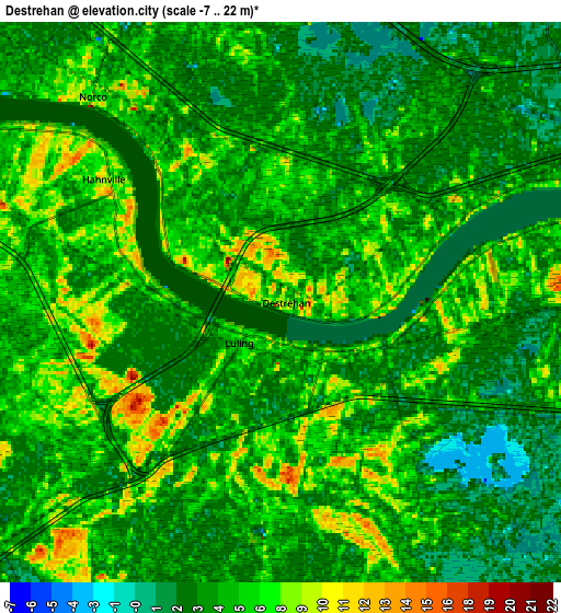 Zoom OUT 2x Destrehan, United States elevation map