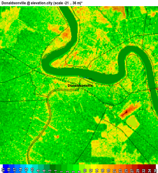 Zoom OUT 2x Donaldsonville, United States elevation map