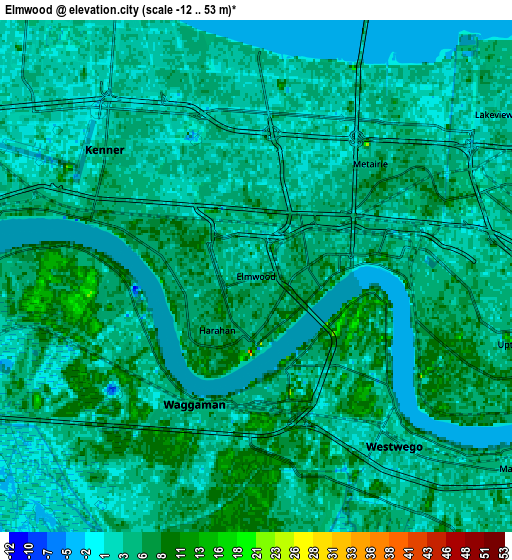 Zoom OUT 2x Elmwood, United States elevation map