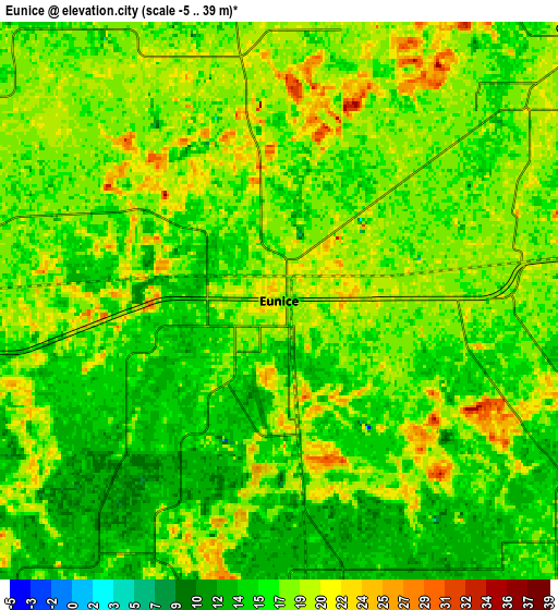 Zoom OUT 2x Eunice, United States elevation map