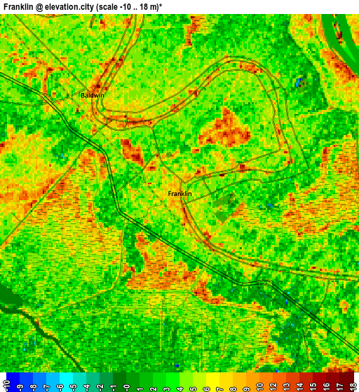 Zoom OUT 2x Franklin, United States elevation map