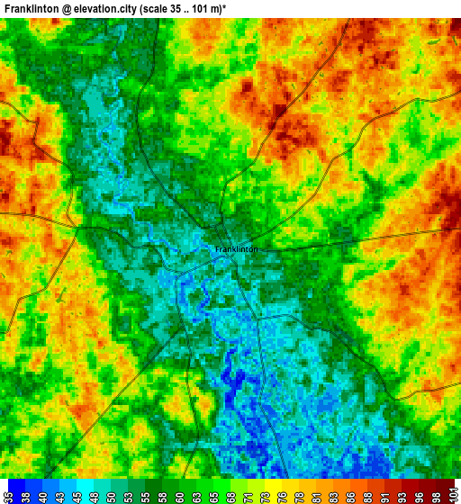 Zoom OUT 2x Franklinton, United States elevation map