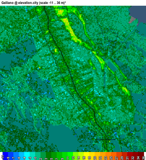 Zoom OUT 2x Galliano, United States elevation map