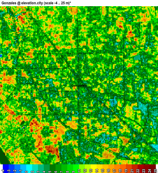 Zoom OUT 2x Gonzales, United States elevation map