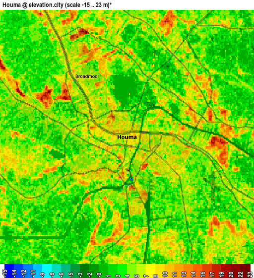 Zoom OUT 2x Houma, United States elevation map