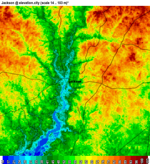 Zoom OUT 2x Jackson, United States elevation map