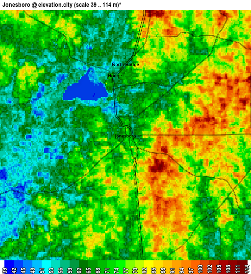 Zoom OUT 2x Jonesboro, United States elevation map