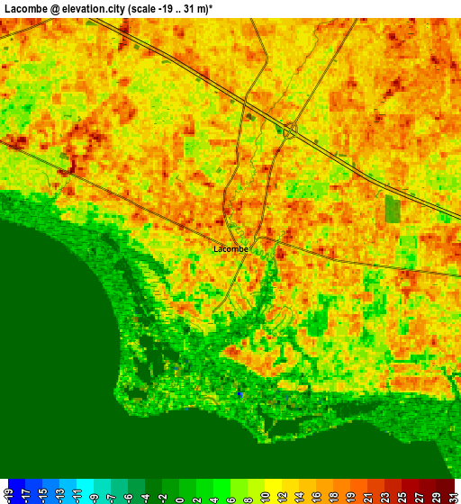 Zoom OUT 2x Lacombe, United States elevation map