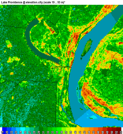 Zoom OUT 2x Lake Providence, United States elevation map