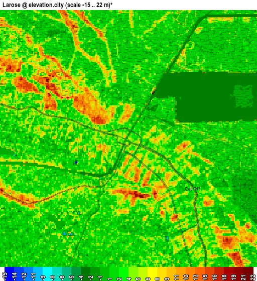 Zoom OUT 2x Larose, United States elevation map