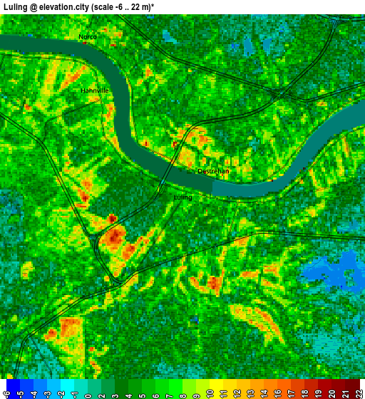 Zoom OUT 2x Luling, United States elevation map