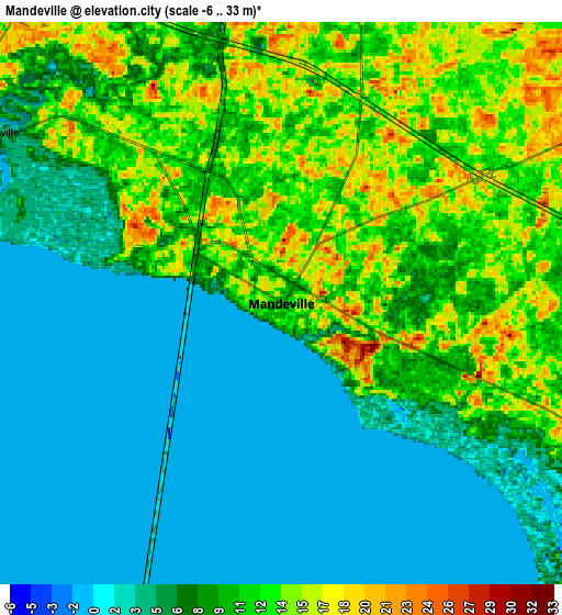 Zoom OUT 2x Mandeville, United States elevation map