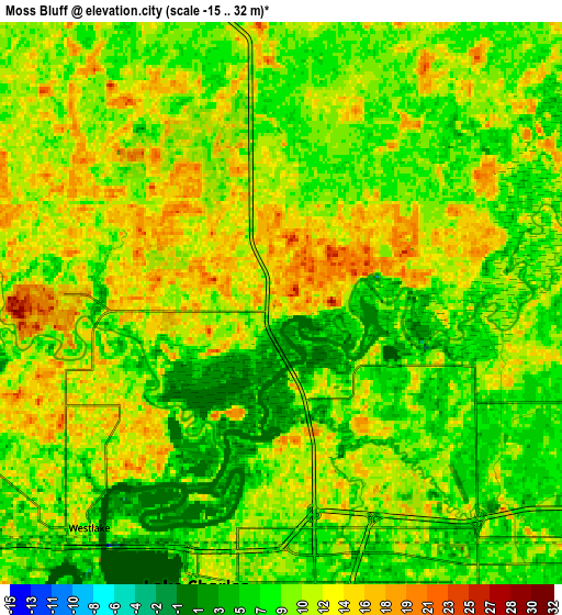 Zoom OUT 2x Moss Bluff, United States elevation map