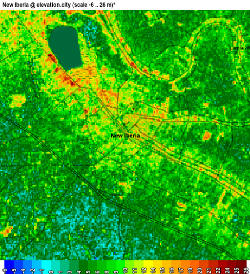 Zoom OUT 2x New Iberia, United States elevation map