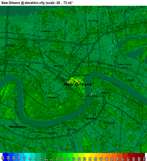 Zoom OUT 2x New Orleans, United States elevation map