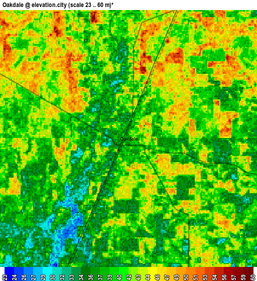 Zoom OUT 2x Oakdale, United States elevation map