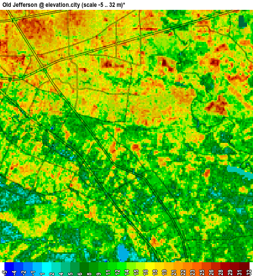 Zoom OUT 2x Old Jefferson, United States elevation map