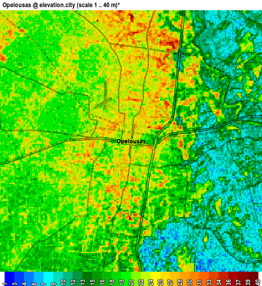 Zoom OUT 2x Opelousas, United States elevation map