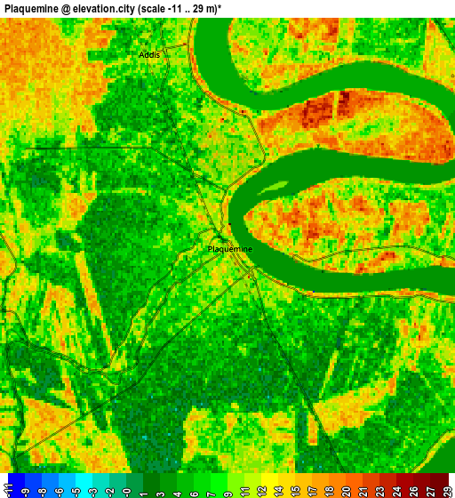 Zoom OUT 2x Plaquemine, United States elevation map