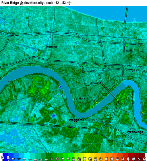 Zoom OUT 2x River Ridge, United States elevation map