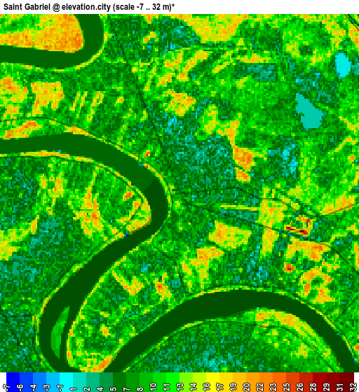 Zoom OUT 2x Saint Gabriel, United States elevation map