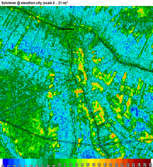 Zoom OUT 2x Schriever, United States elevation map