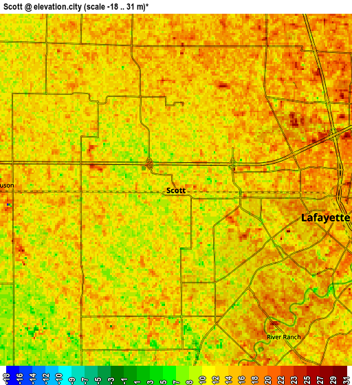 Zoom OUT 2x Scott, United States elevation map