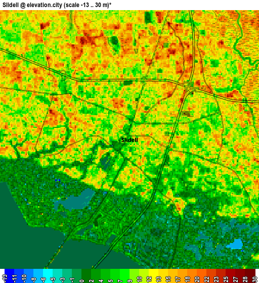 Zoom OUT 2x Slidell, United States elevation map