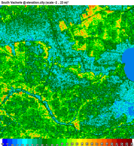 Zoom OUT 2x South Vacherie, United States elevation map