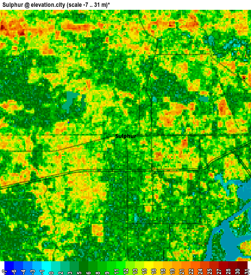 Zoom OUT 2x Sulphur, United States elevation map