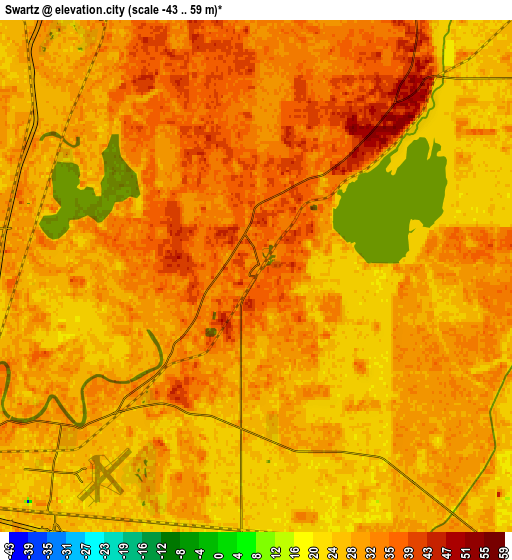 Zoom OUT 2x Swartz, United States elevation map