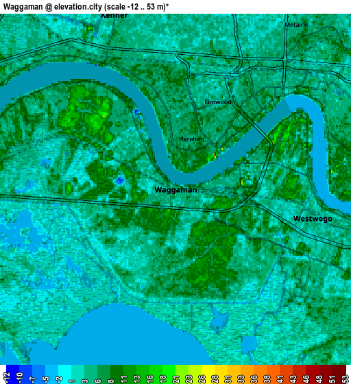 Zoom OUT 2x Waggaman, United States elevation map