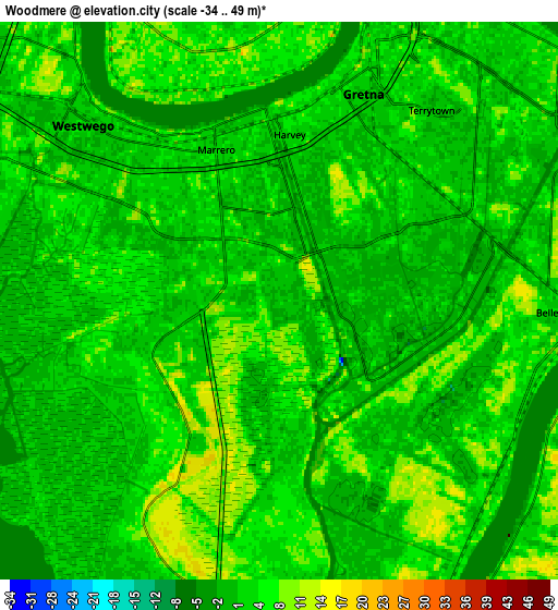 Zoom OUT 2x Woodmere, United States elevation map