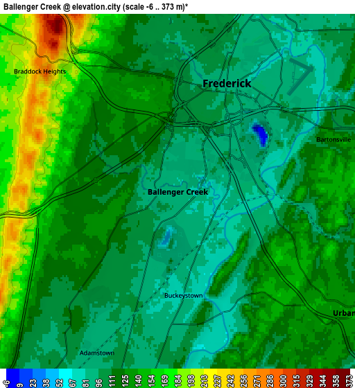 Zoom OUT 2x Ballenger Creek, United States elevation map