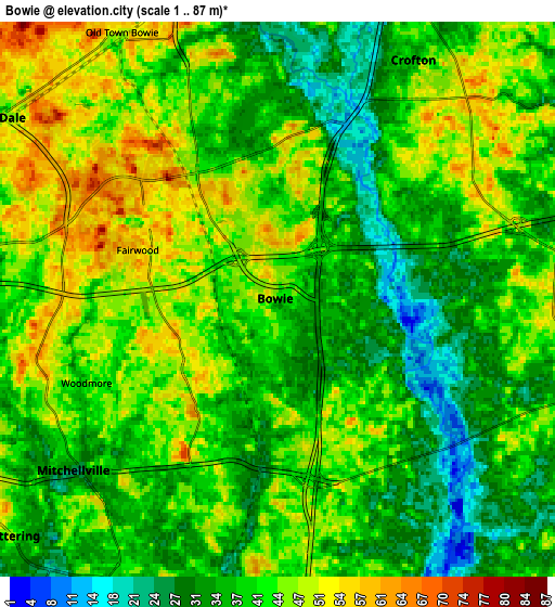 Zoom OUT 2x Bowie, United States elevation map