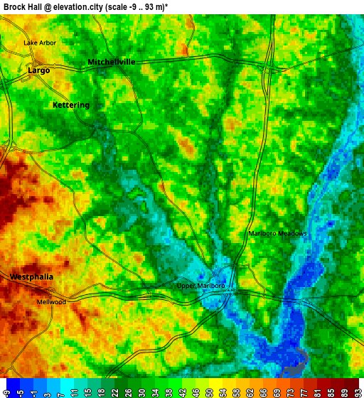 Zoom OUT 2x Brock Hall, United States elevation map