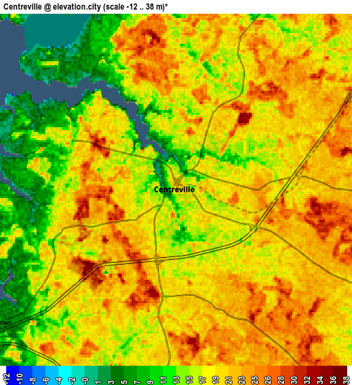 Zoom OUT 2x Centreville, United States elevation map