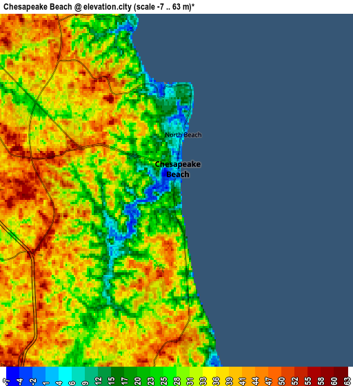 Zoom OUT 2x Chesapeake Beach, United States elevation map