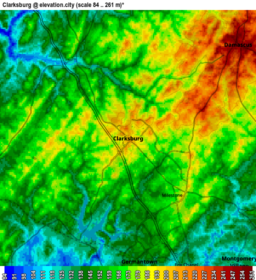 Zoom OUT 2x Clarksburg, United States elevation map