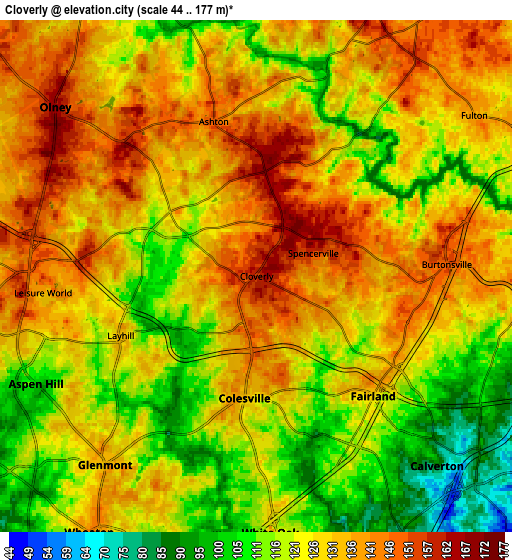 Zoom OUT 2x Cloverly, United States elevation map