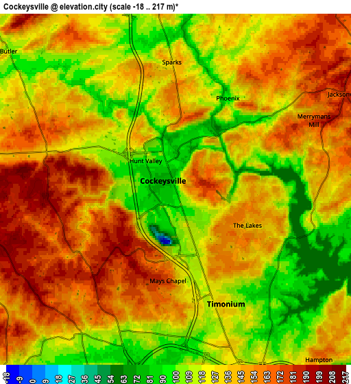 Zoom OUT 2x Cockeysville, United States elevation map