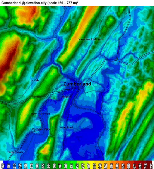 Zoom OUT 2x Cumberland, United States elevation map