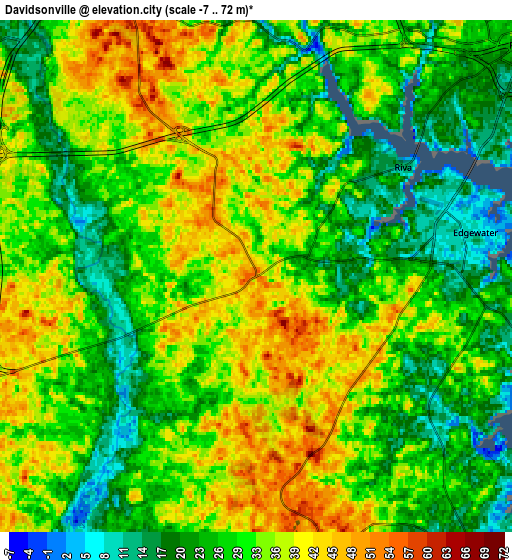 Zoom OUT 2x Davidsonville, United States elevation map