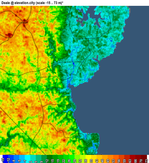 Zoom OUT 2x Deale, United States elevation map