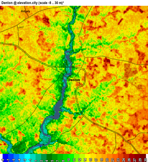 Zoom OUT 2x Denton, United States elevation map