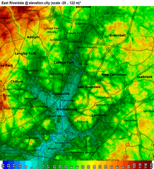 Zoom OUT 2x East Riverdale, United States elevation map