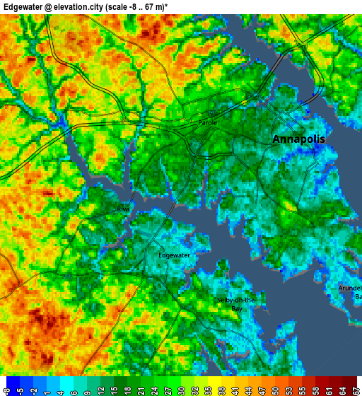 Zoom OUT 2x Edgewater, United States elevation map